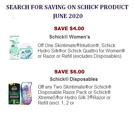 schick disposable razors coupons